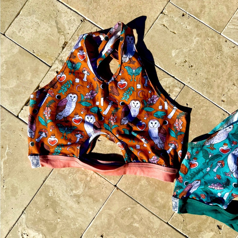 Hot Mango Undies Orange Owl Peek-A-Boob Bralette size Large